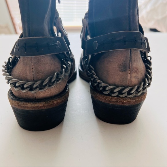 Free People Boots Stony Desert Boot Leather Washed Black Brown Booties western - Picture 6 of 9